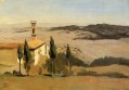 Volterra Iglesia y campanario plein air Romanticismo Jean Baptiste Camille Corot